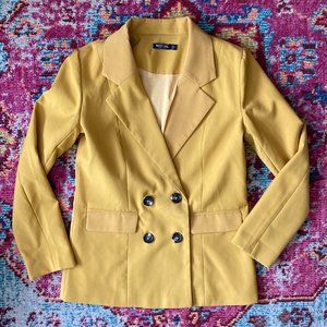 Nasty Gal Mustard Yellow Double Breasted Oversized Blazer Size 2